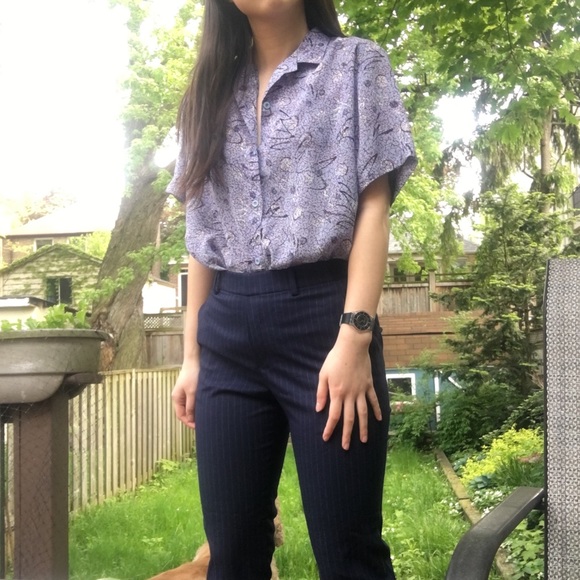 Uniqlo Pinstriped Blue Pants - Picture 2 of 4